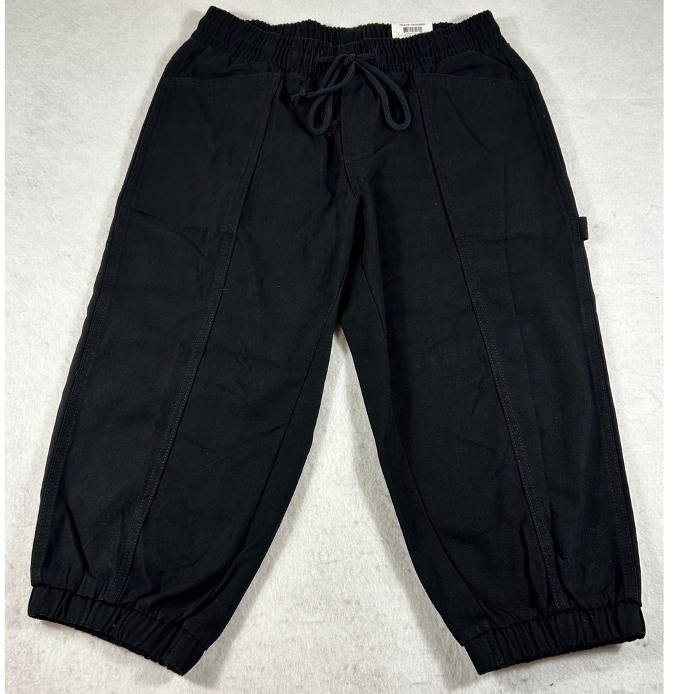 Style & Co Track Trousers Jogger Pants Petite Medium PM Black 100% Cotton Cargo